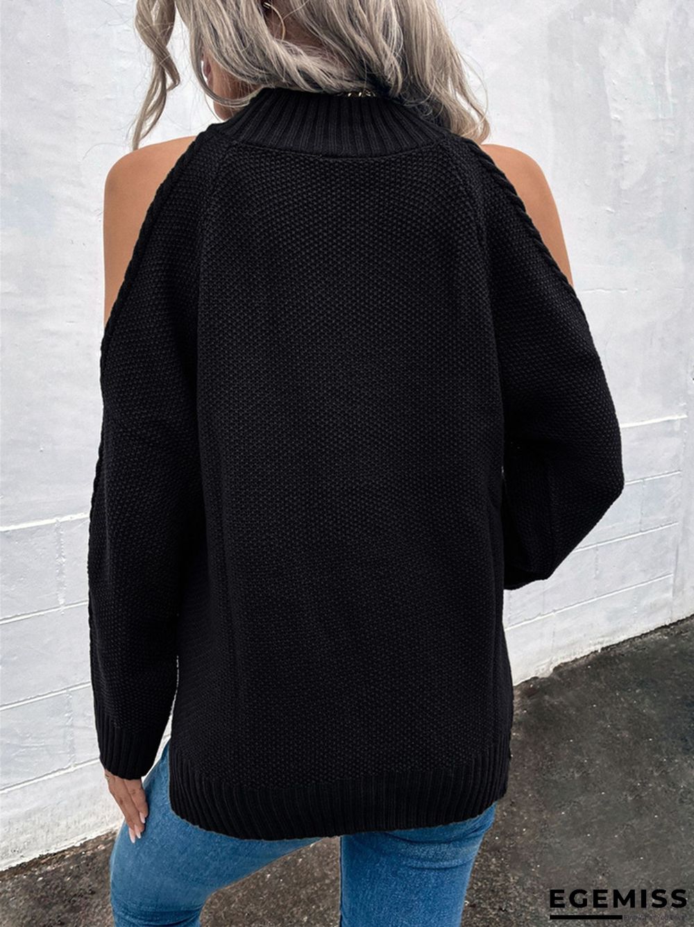 Loose Off-the-shoulder Solid Color Casual Sweater | EGEMISS
