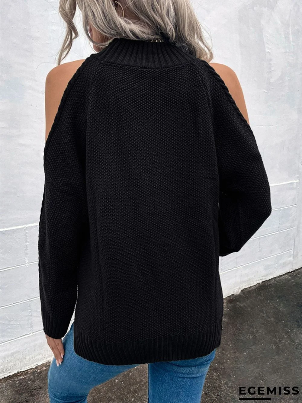 Loose Off-the-shoulder Solid Color Casual Sweater | EGEMISS