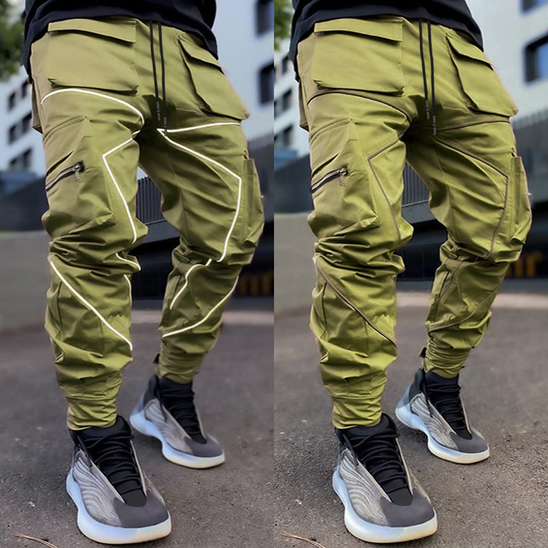 Men's Casual Trousers Korean Version of The Large Size Tide Multi-pocket Work Trousers Trend Printing Sports Trousers
