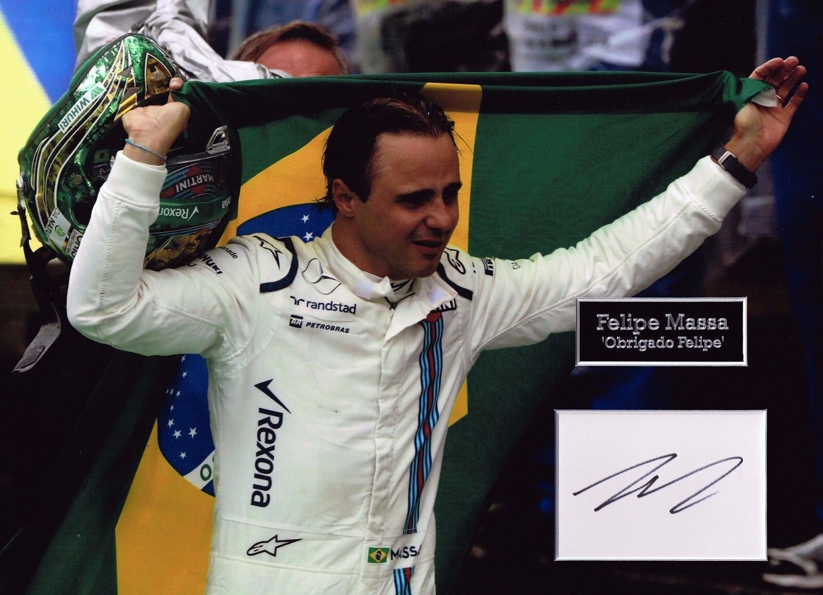 Felipe MASSA SIGNED Autograph 16x12 Photo Poster painting Dry Mount AFTAL COA Williams F1