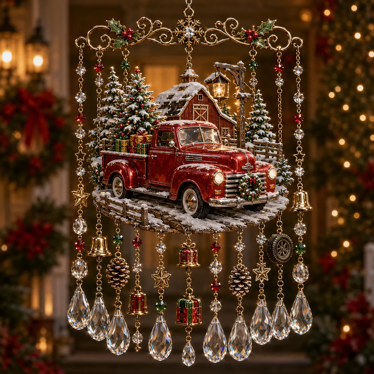 Magical Christmas Wind Chime Red Christmas Truck