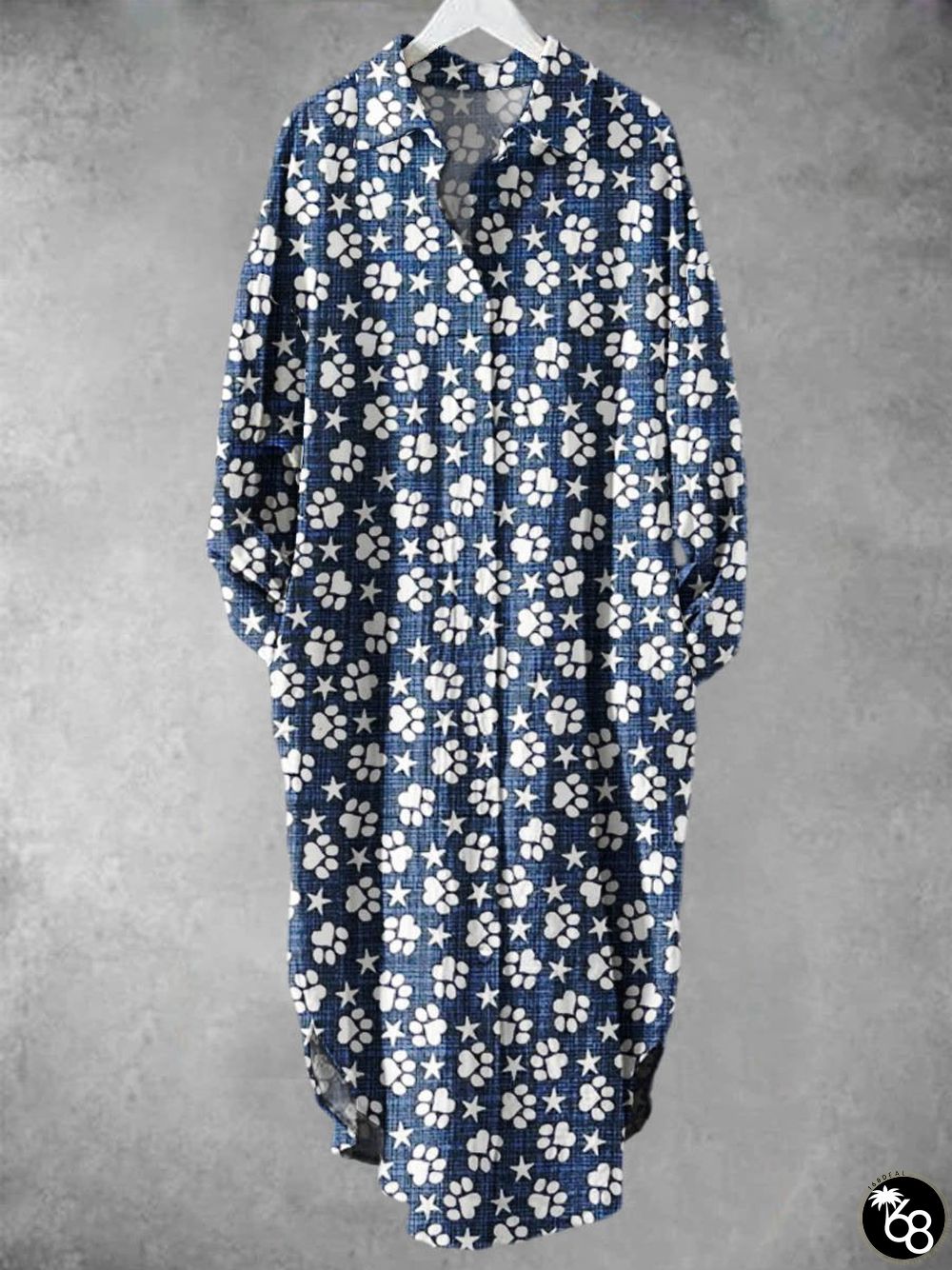Vintage Flower Pattern Art Print Cotton And Linen Long Shirt Dress | 168DEAL