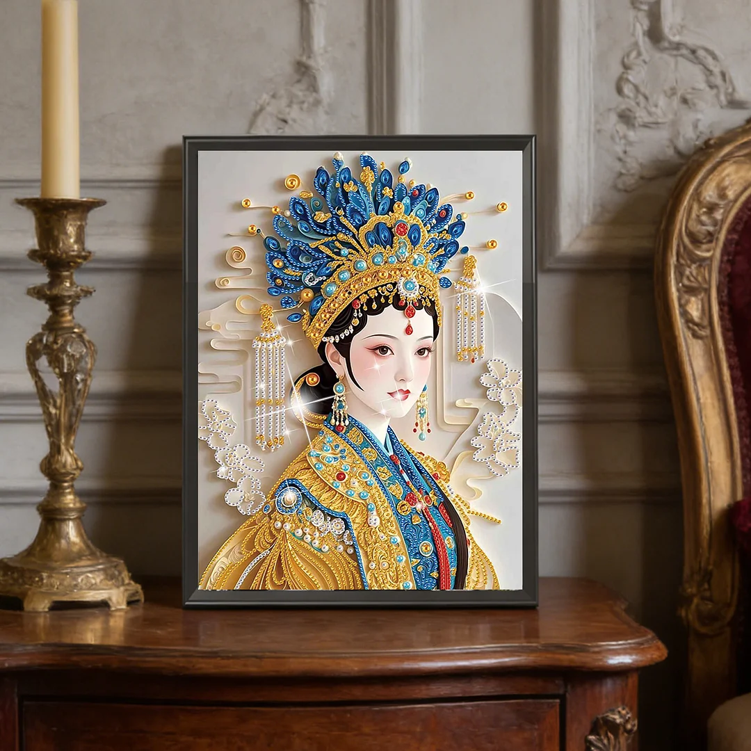 Diamond Painting - Partial Special Shaped Drill - Phoenix Crown Lady(Canvas|30x40cm)