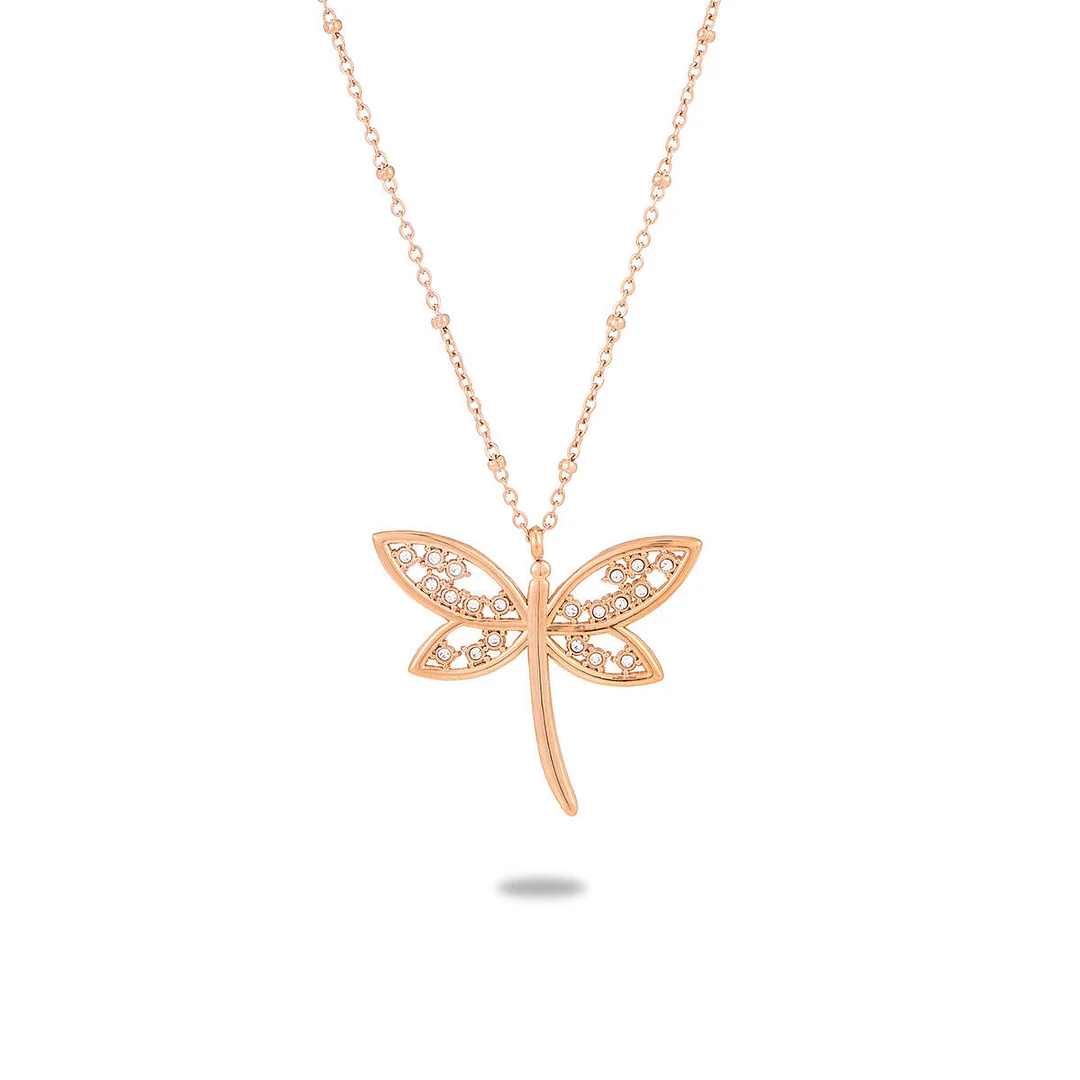 Diamond Dragonfly Stainless Steel Necklace