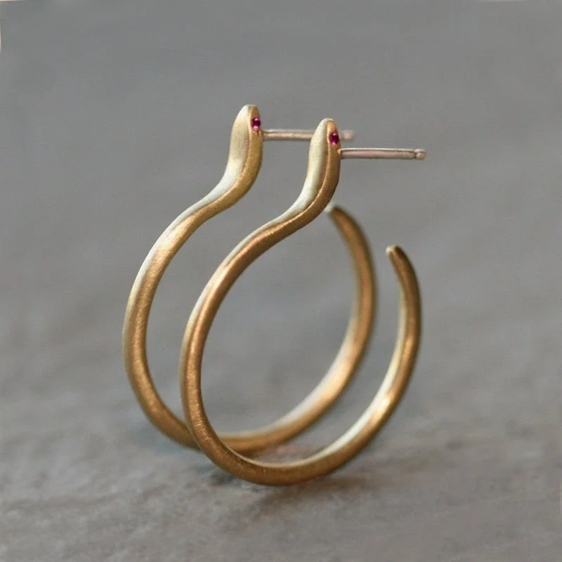 Small Snake Hoop Earrings with Eyes Jewelry