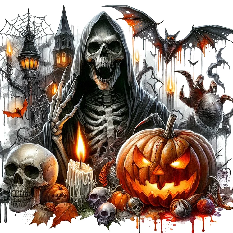 Halloween Horror Night 40*40CM (Canvas) Full Round Drill Diamond Painting gbfke