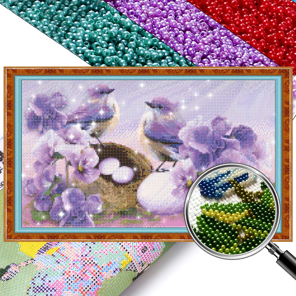 [Bead Embroidery] - 9CT Full Stamped Cross Stitch - Bird (56*32CM)