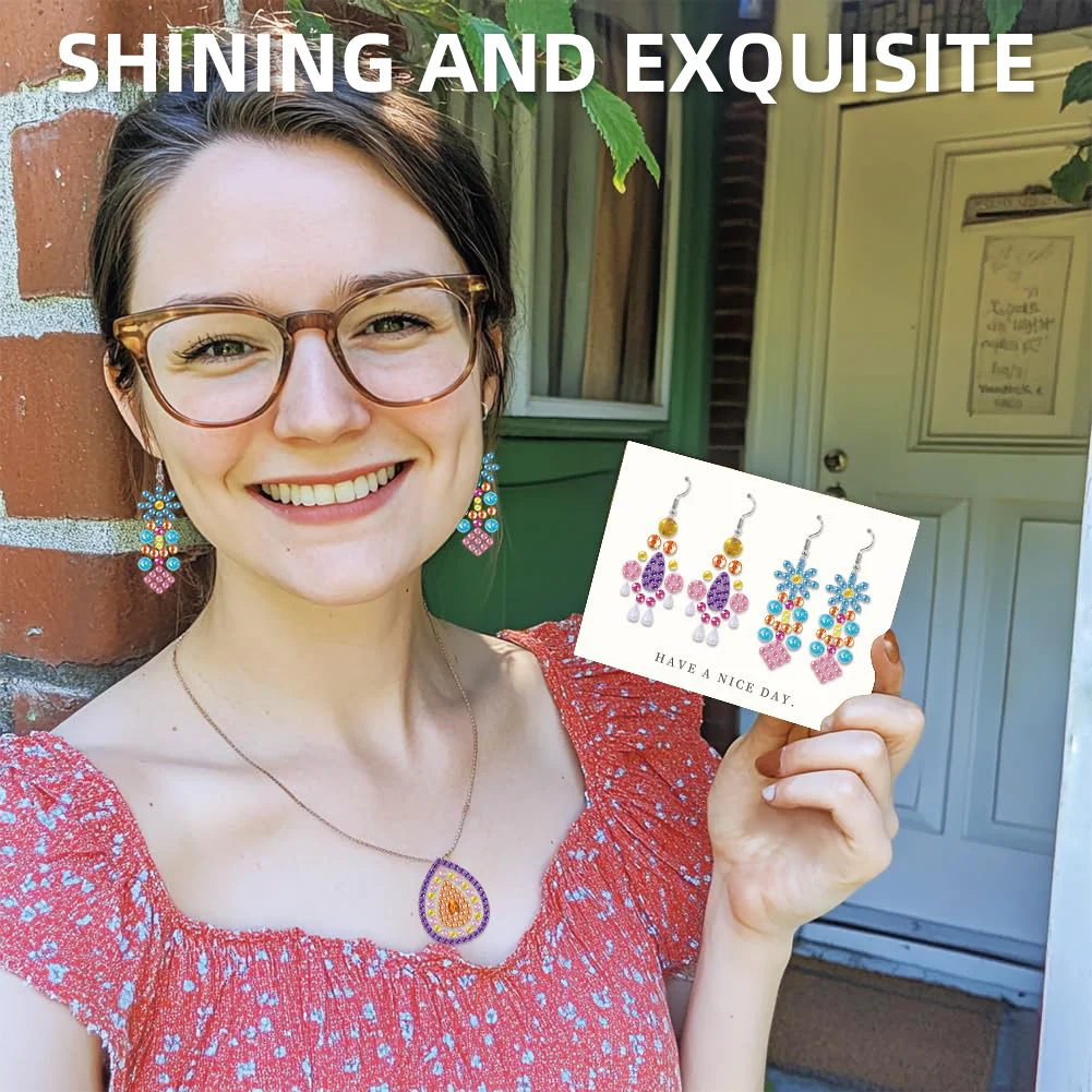 12 Pair Transparent DIY Diamond Art Earring Double Side Diamond Painting Earring