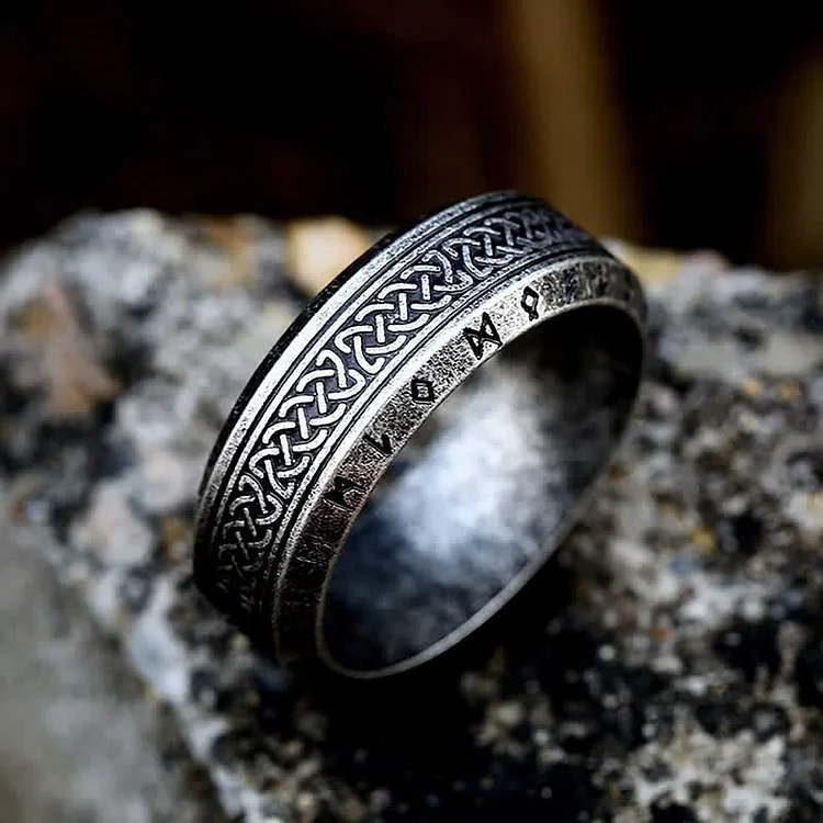 "War God" - Rune Norse Engraved Words Viking Ring