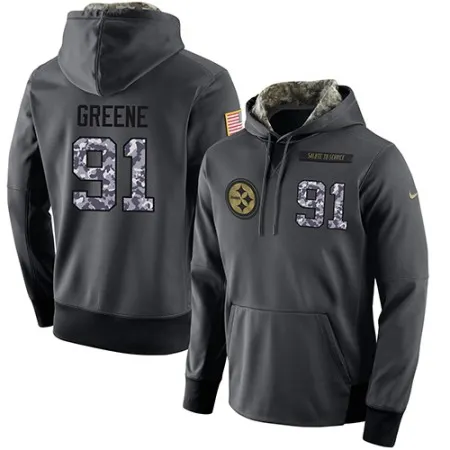 NFL Men's  Pittsburgh Steelers #91 Kevin Greene Stitched Black Anthracite Salute to Service Player Performance Hoodie