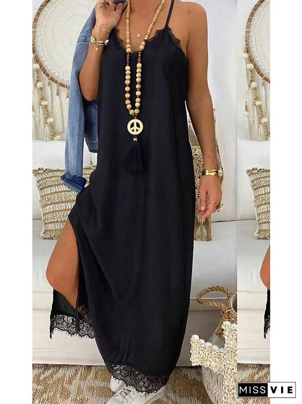 Women's Strap Dress Midi Dress Sleeveless Solid Colored Hot Slim Black S M L XL Black Dresses