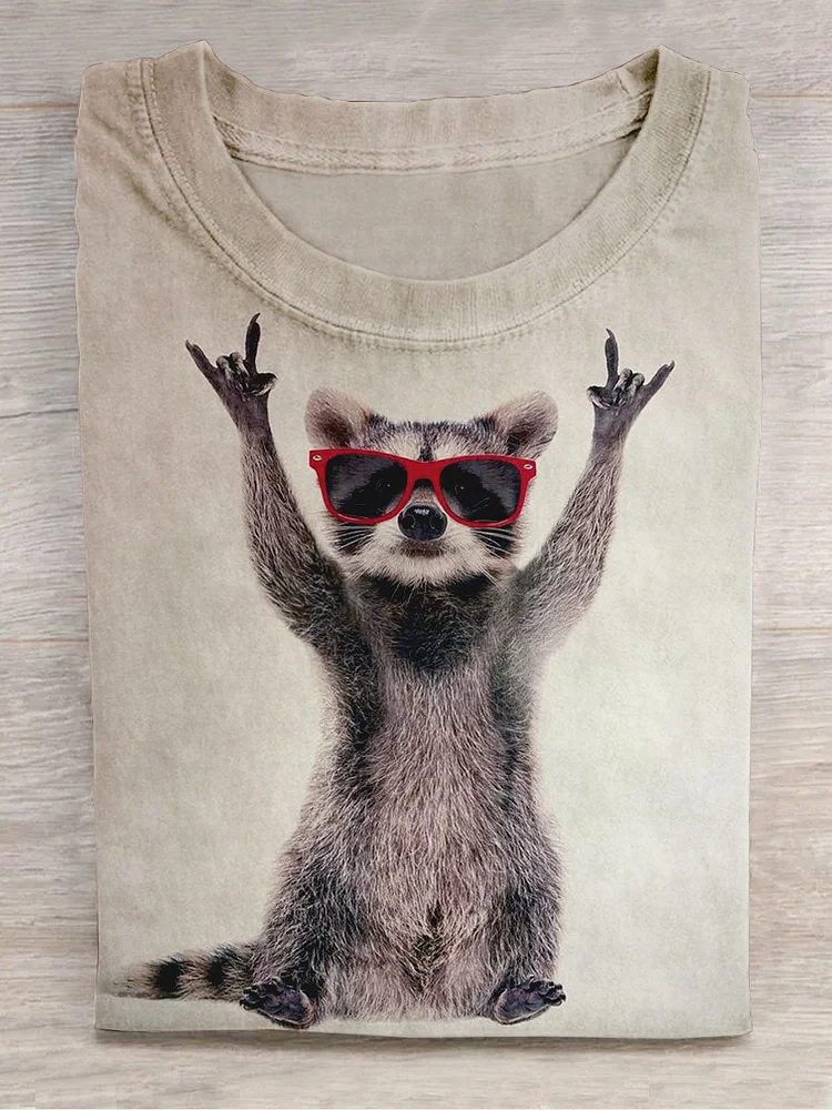 Unisex Fun Raccoon Abstract Print Design T-Shirt