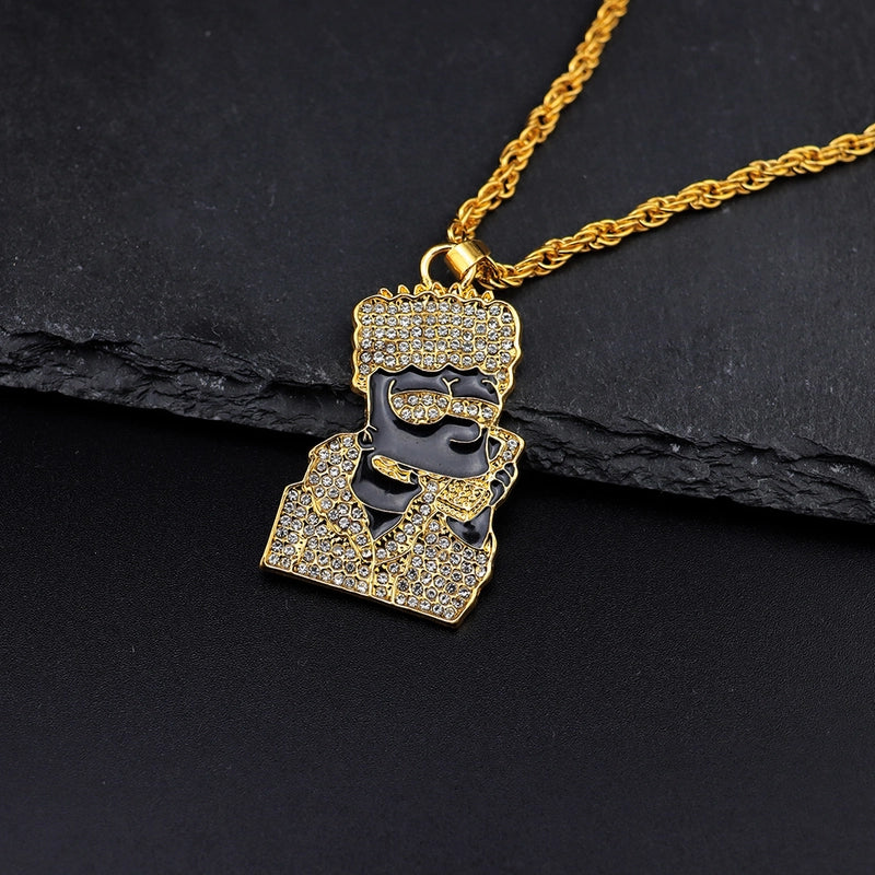 Cartoon Anime Simpsons Simpson Necklace Pendant Fashion Brand Hiphop Men And Women Hip Hop Ear Accessories