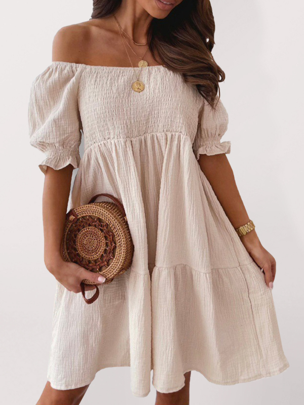 Mature Women Casual Summer Open Back One Shoulder Dress
