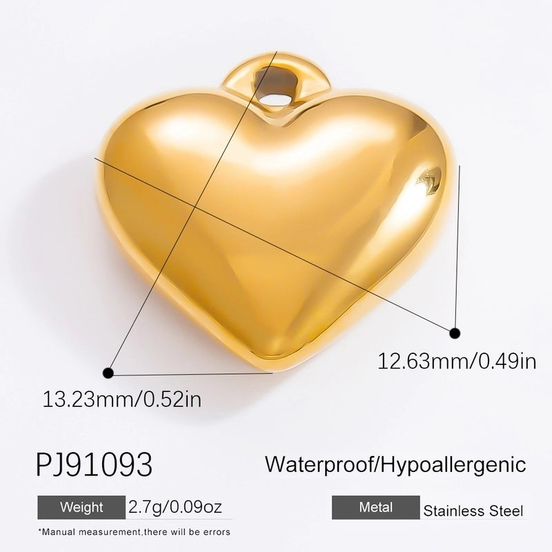 1 Piece 12.64*13.28mm 304 Stainless Steel Zircon 18K Gold Plated Heart Shape Pendant Jewelry Accessories