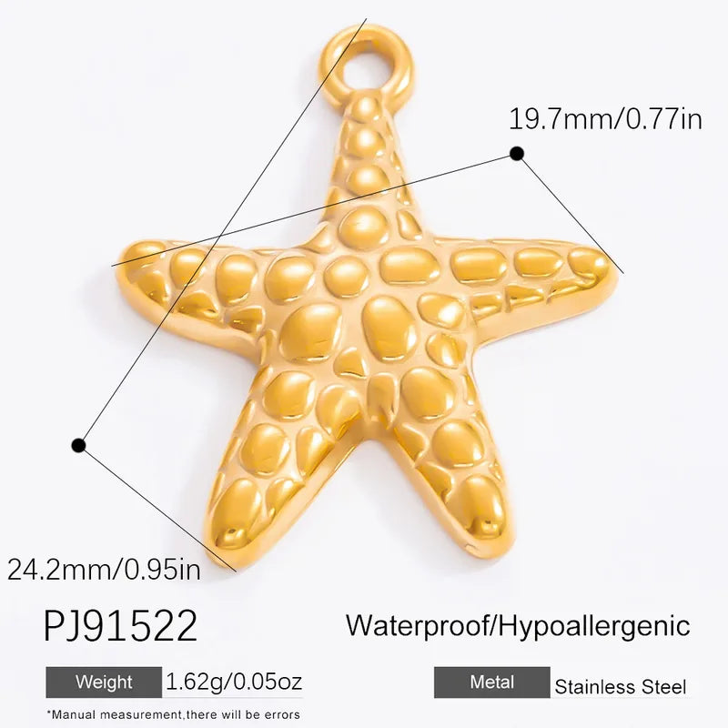 1 Piece 28.4*36.1mm 304 Stainless Steel Zircon 18K Gold Plated Starfish Crab Shell Polished Pendant Jewelry Accessories