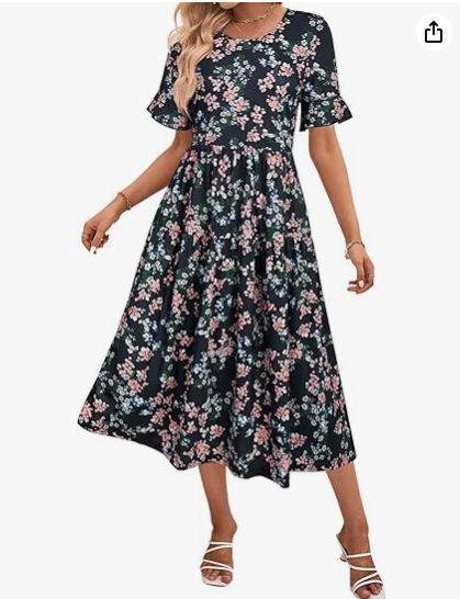 Mature Women Fashion Casual Short Sleeved Summer Dress