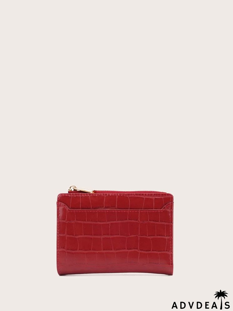 Croc Embossed Purse With Card Holder