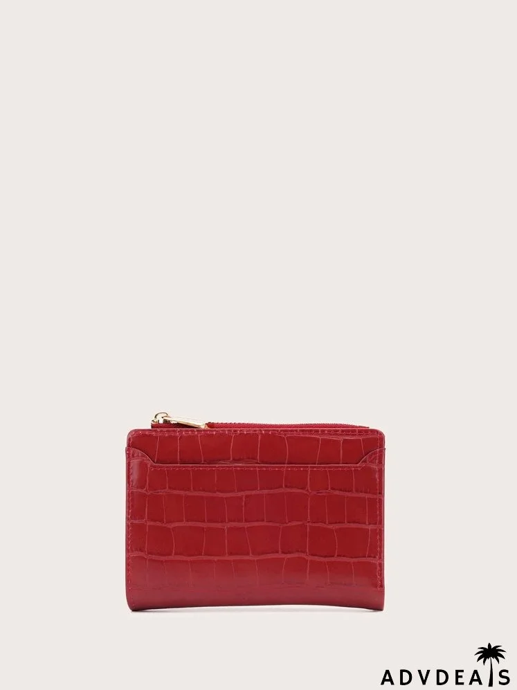 Croc Embossed Purse With Card Holder