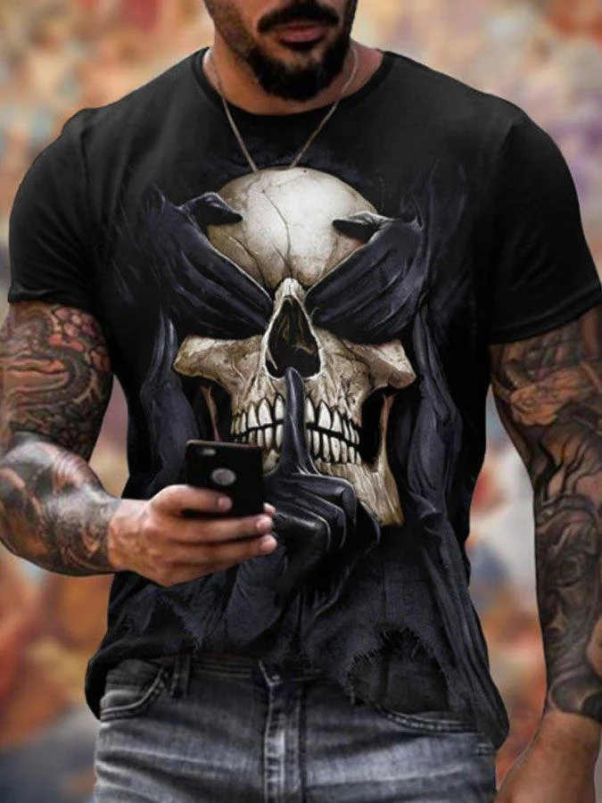 Men's skull print short sleeve