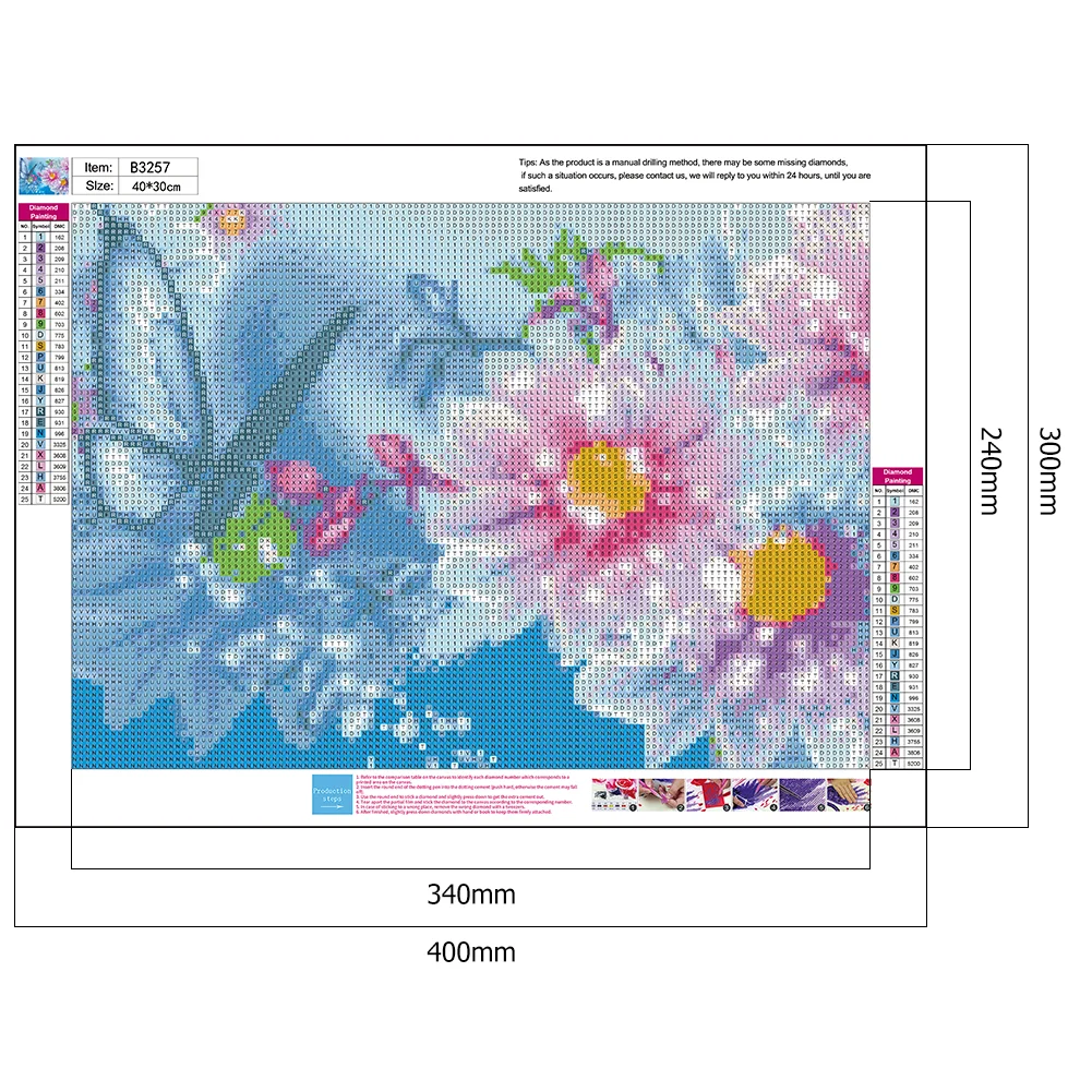 Diamond Painting - Full Round Drill - Butterfly Flower(40*30cm)