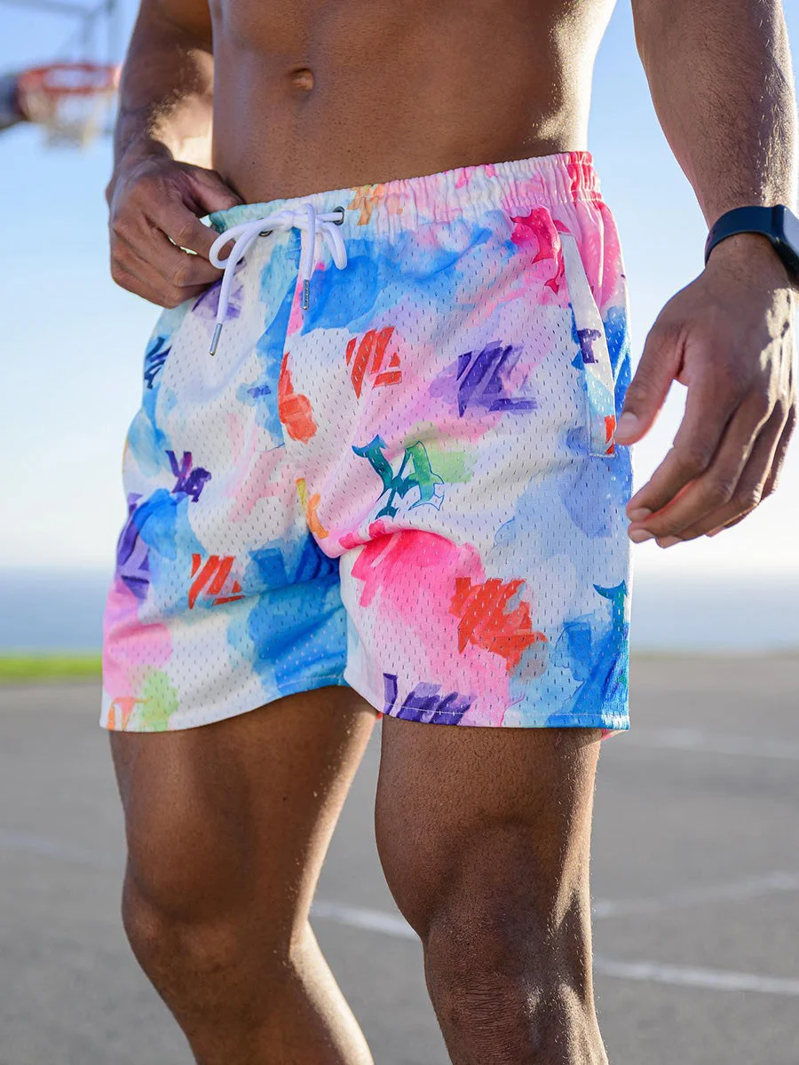 Men's Watercolor Printing Breathable Shorts