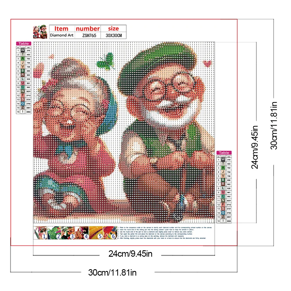 Diamond Painting - Full Round Drill - Old Couple(Canvas|30*30cm)