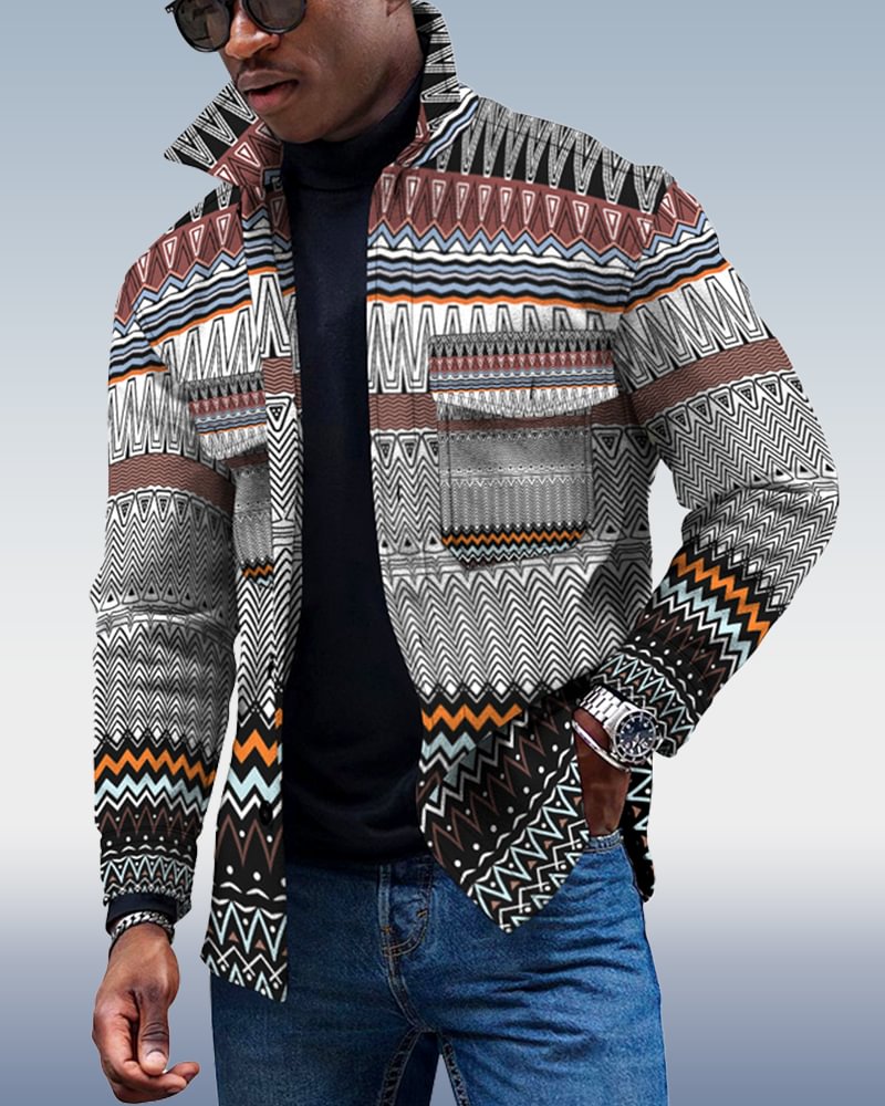 Men's Casual Geometric Pattern Jacket 010
