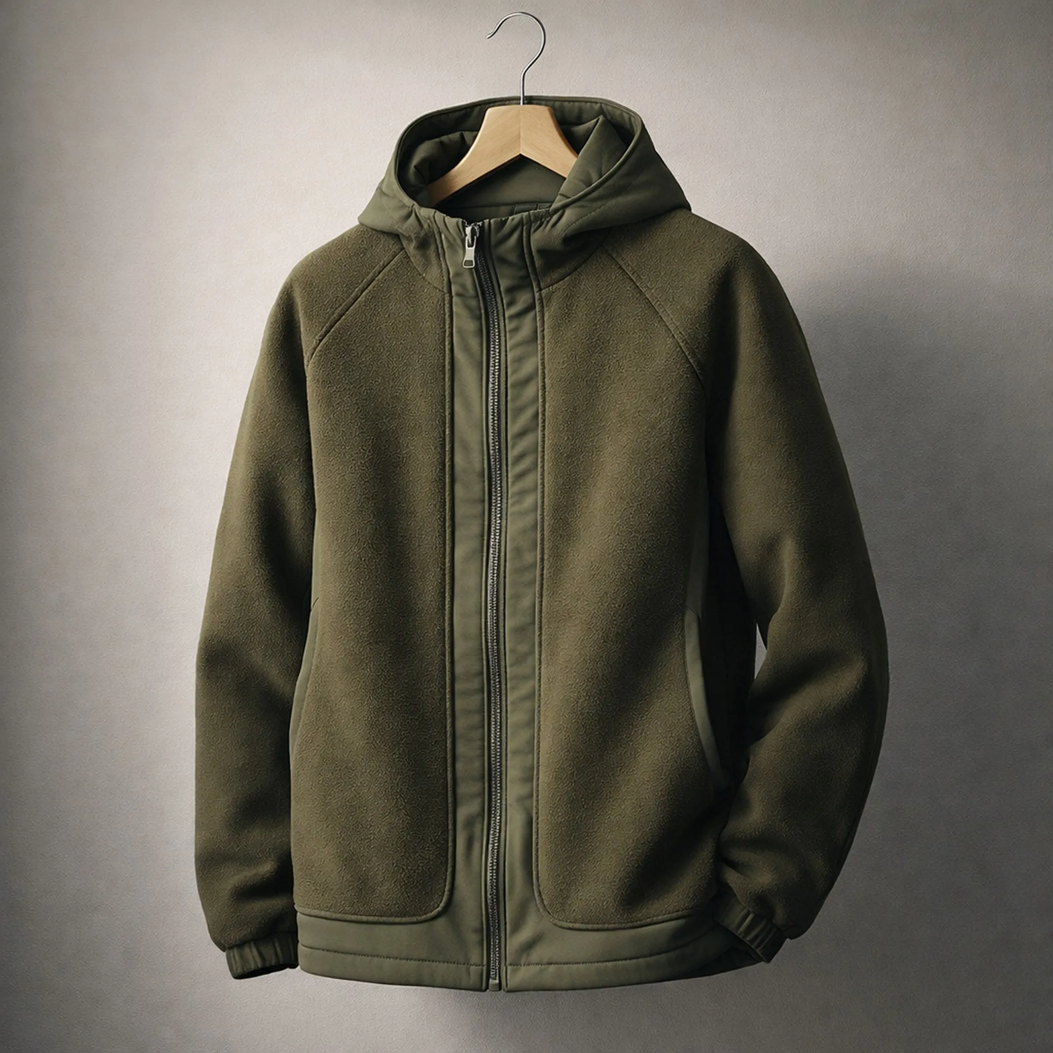 Men's Hooded Fleece Jacket &ndash; Two-Panel Layering Jacket with Pockets