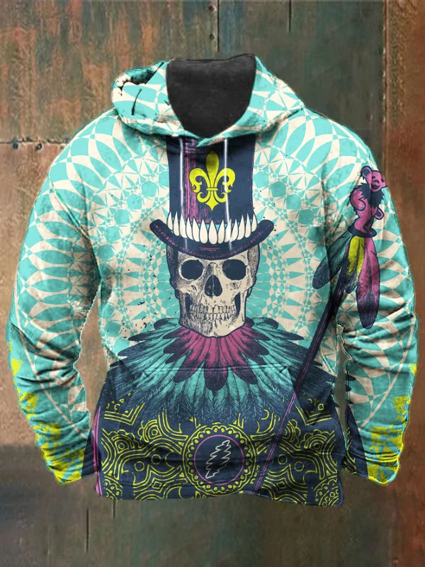 Unisex Skull Bear Print Heavyweight Hoodies