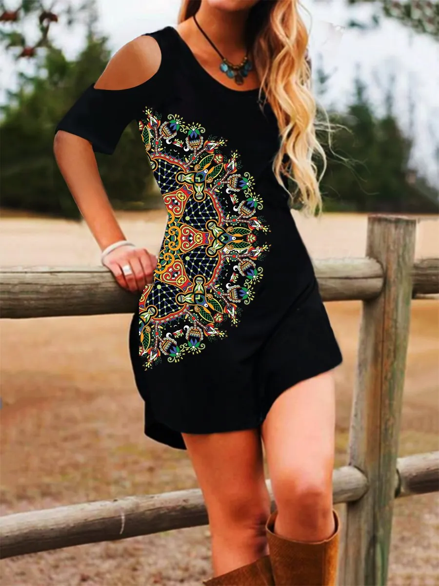 Casual Crew Neck Short Sleeve Knitting Dress