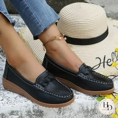 Weave Wedge Heeled Loafers