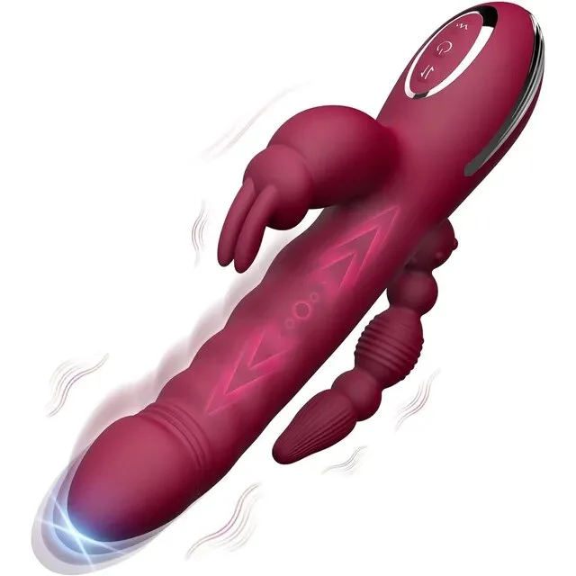 Megan -  3 in 1 Clitoris G Spot Rabbit Vibrator Thrusting Dildos  Butt Plug Anal Play Sex Toy