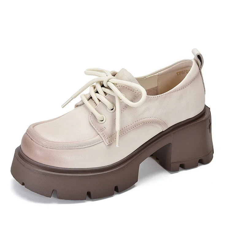 Simple Leather Solid Color Thick Bottom Shoes