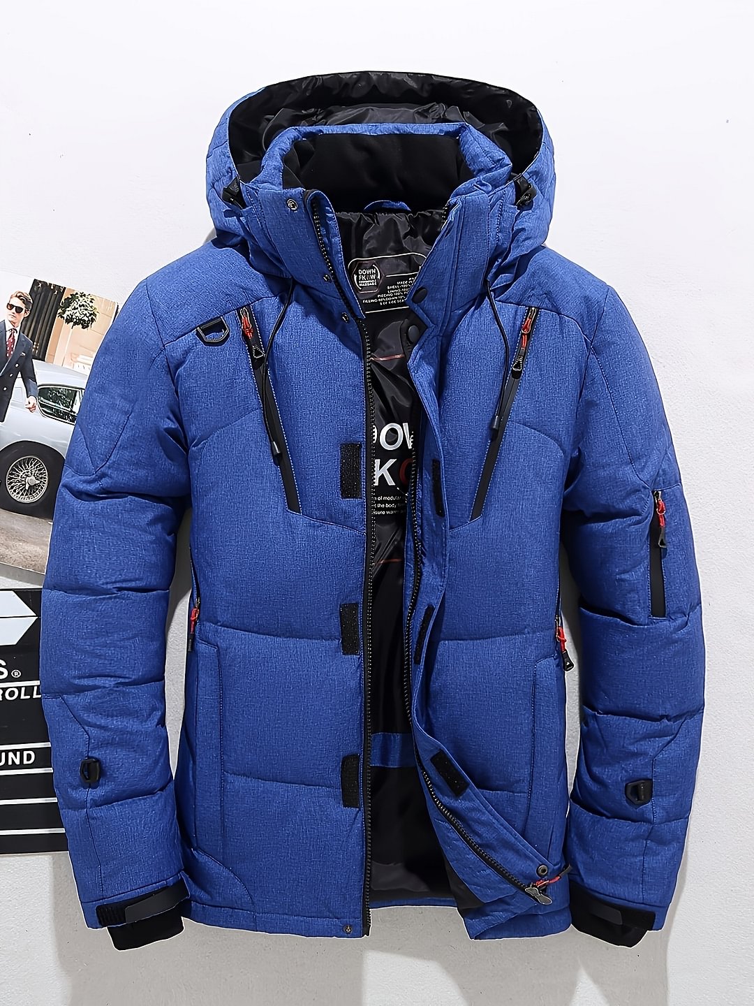 Men's Winter Warm Down Jacket With Removable Hood Padded Windproof Quilted Parka Coat