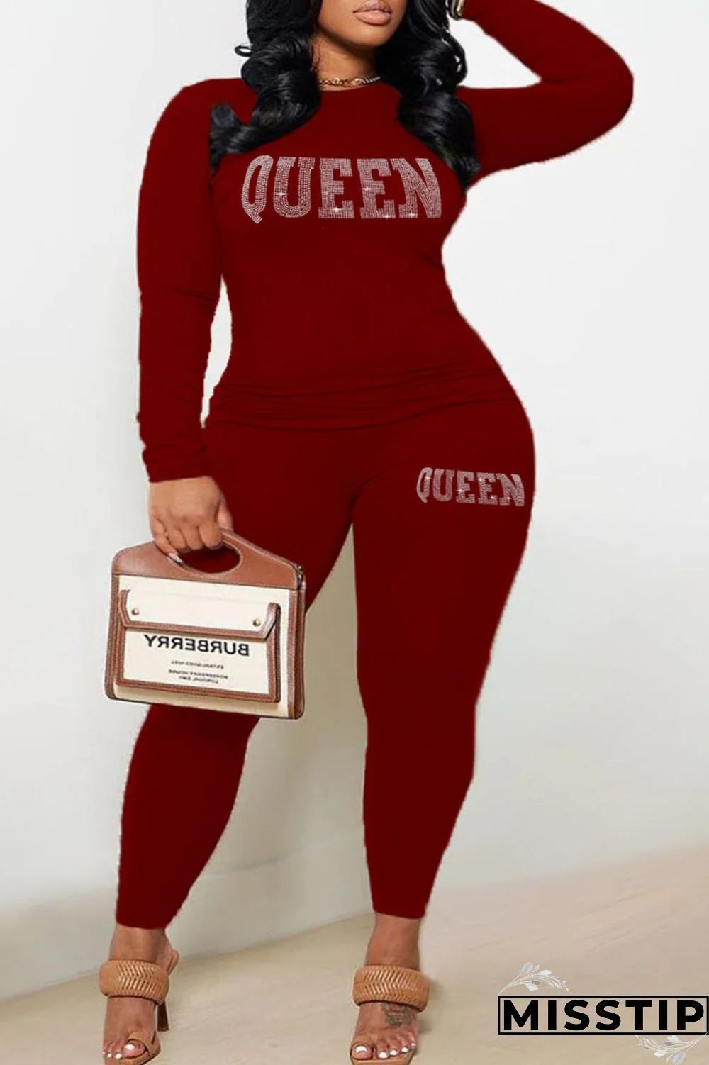 Blue Casual Print Patchwork O Neck Plus Size Two Pieces