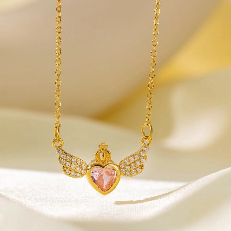Sweet Minimalist Star Heart Shape Bow Knot Titanium Steel Zircon Plating Inlay Pendant Necklace
