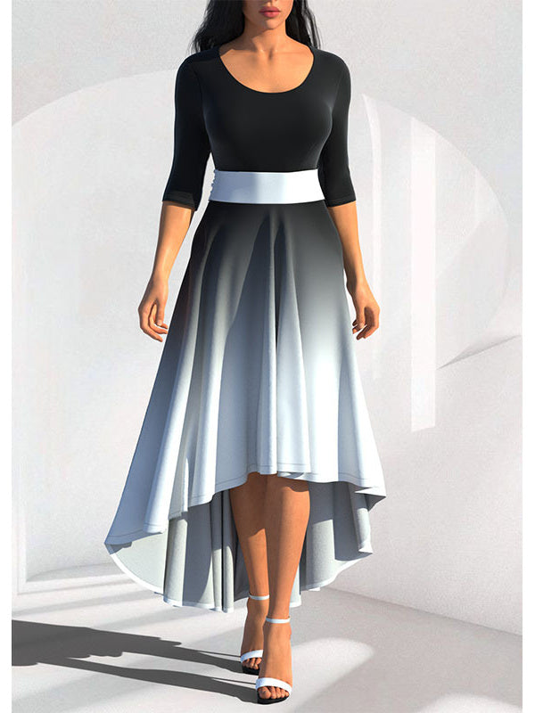 Women's Half Sleeve Scoop Neck Graphic Maxi Dress