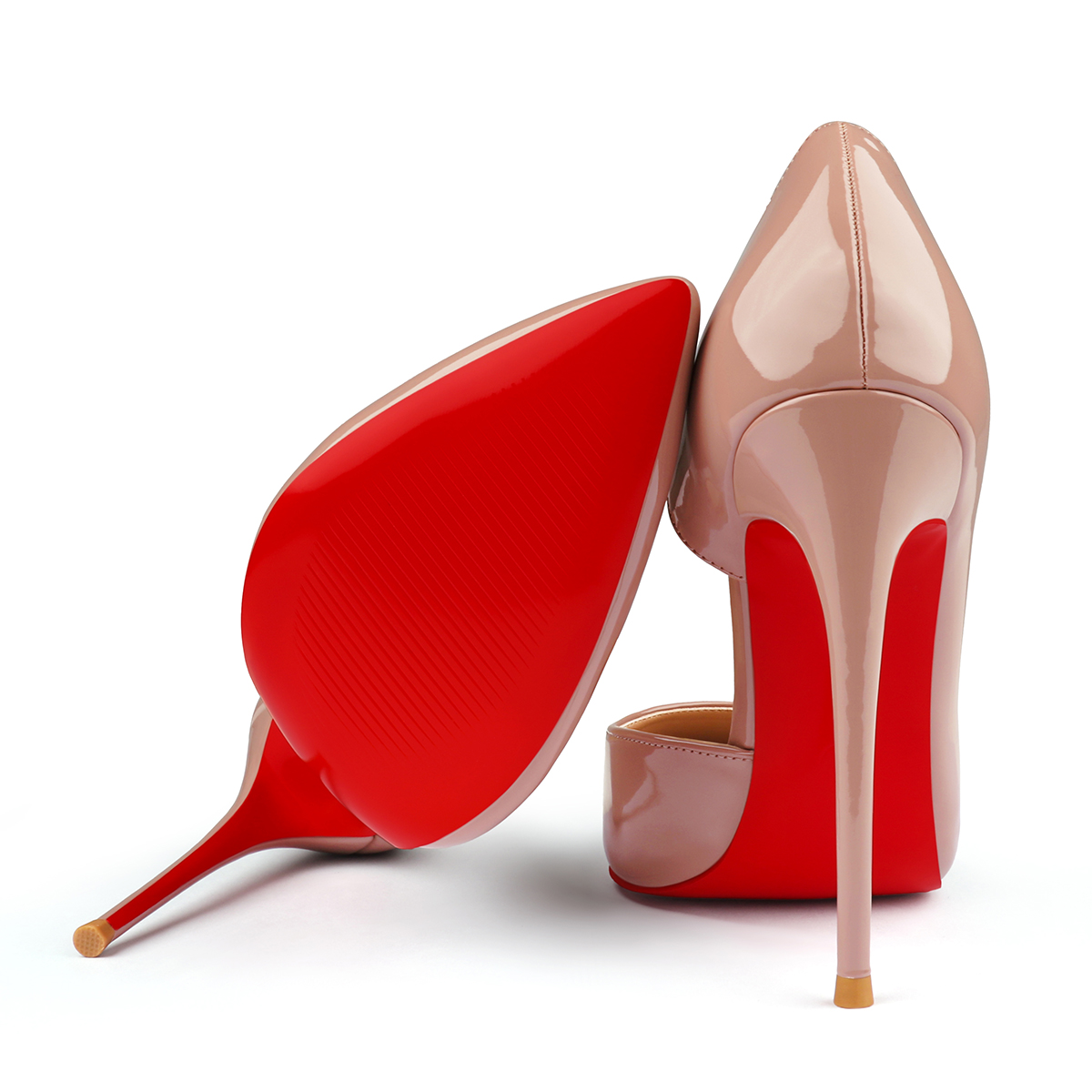 120mm Women's Classic Pumps Patent Closed Pointed Toe Bridal Wedding Party Red Bottom-MERUMOTE