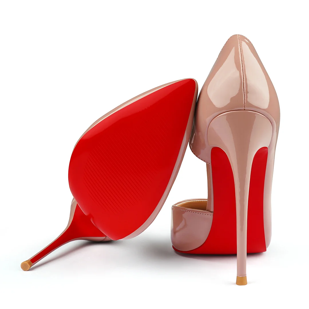 120mm Women's Classic Pumps Patent Closed Pointed Toe Bridal Wedding Party Red Bottom-MERUMOTE