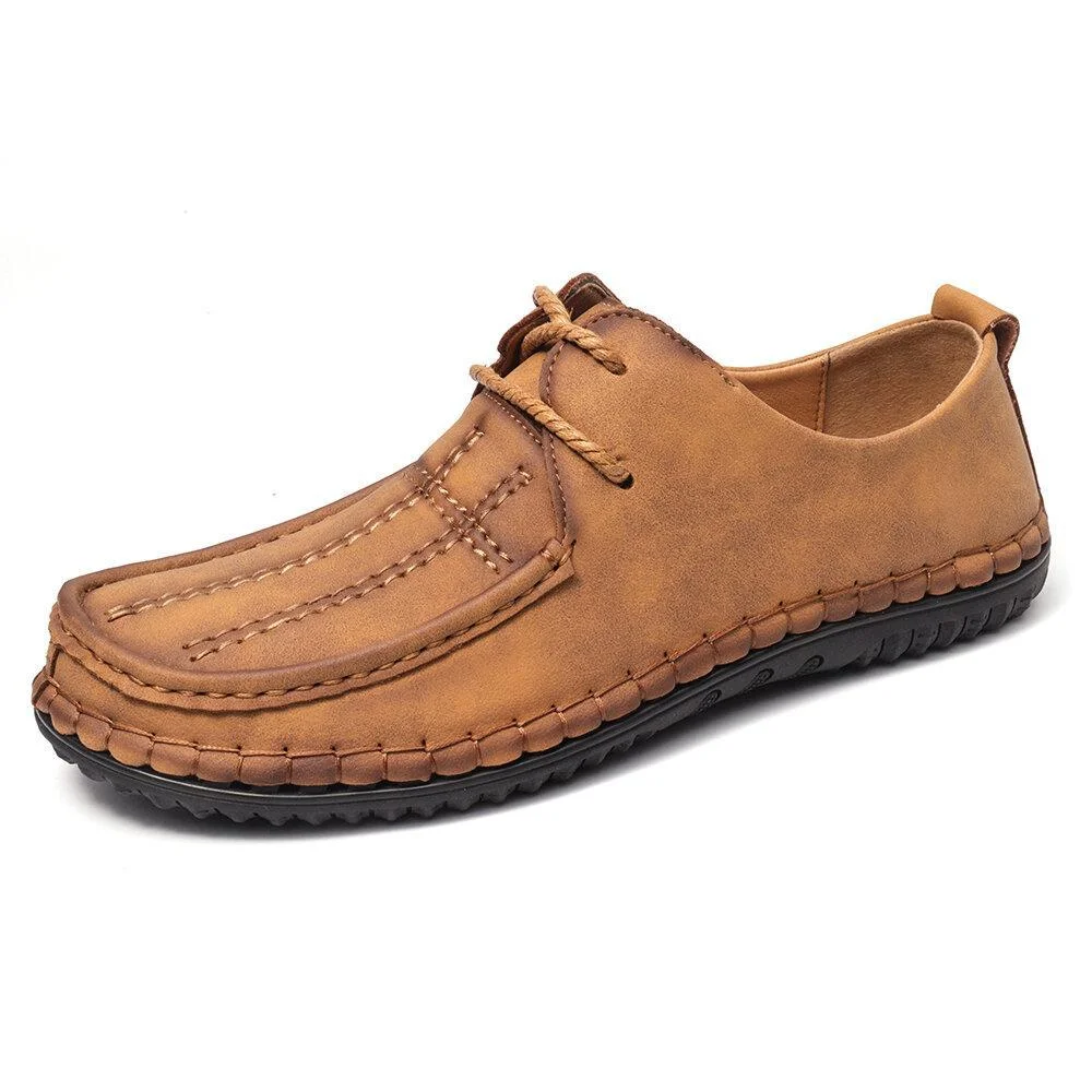 Men Hand Stitching Comfort Microfiber Leather Soft Casual Shoes
