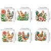6pcs/set DIY Special-shaped Diamond Painting Wall-mounted Key Hook Kit (Chicken)
