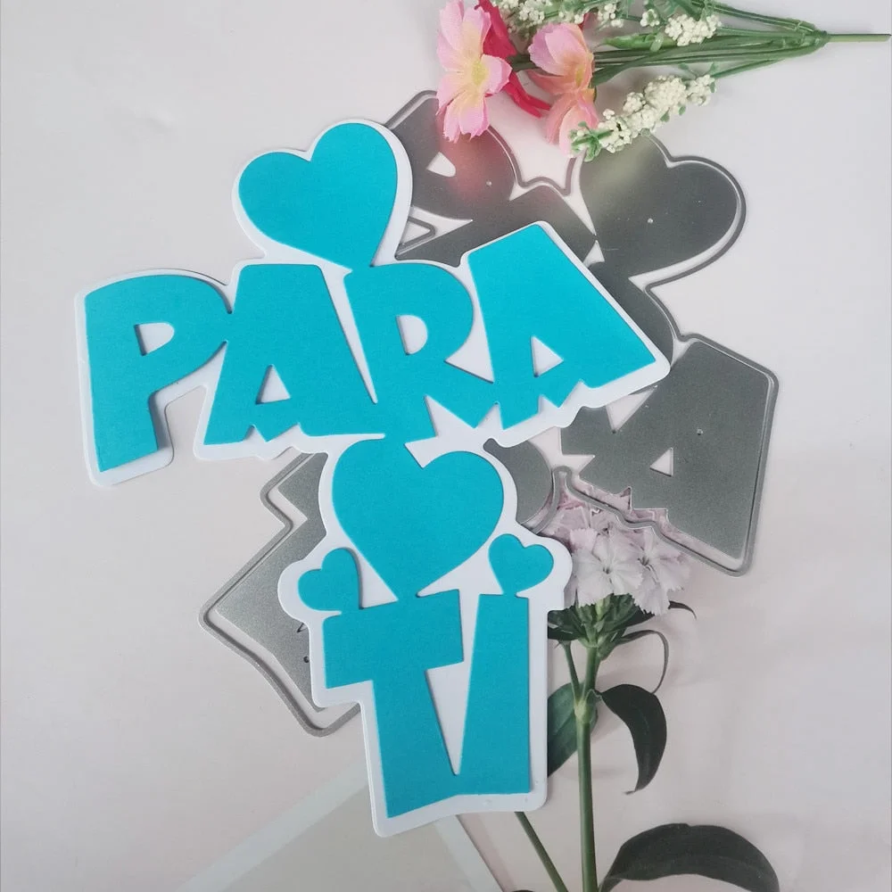 New Heart Valentine Spainish Words Metal Cutting Dies Stencil for DIY Scrapbook Paper Album Cards Gift Decoration Mold Die Cuts