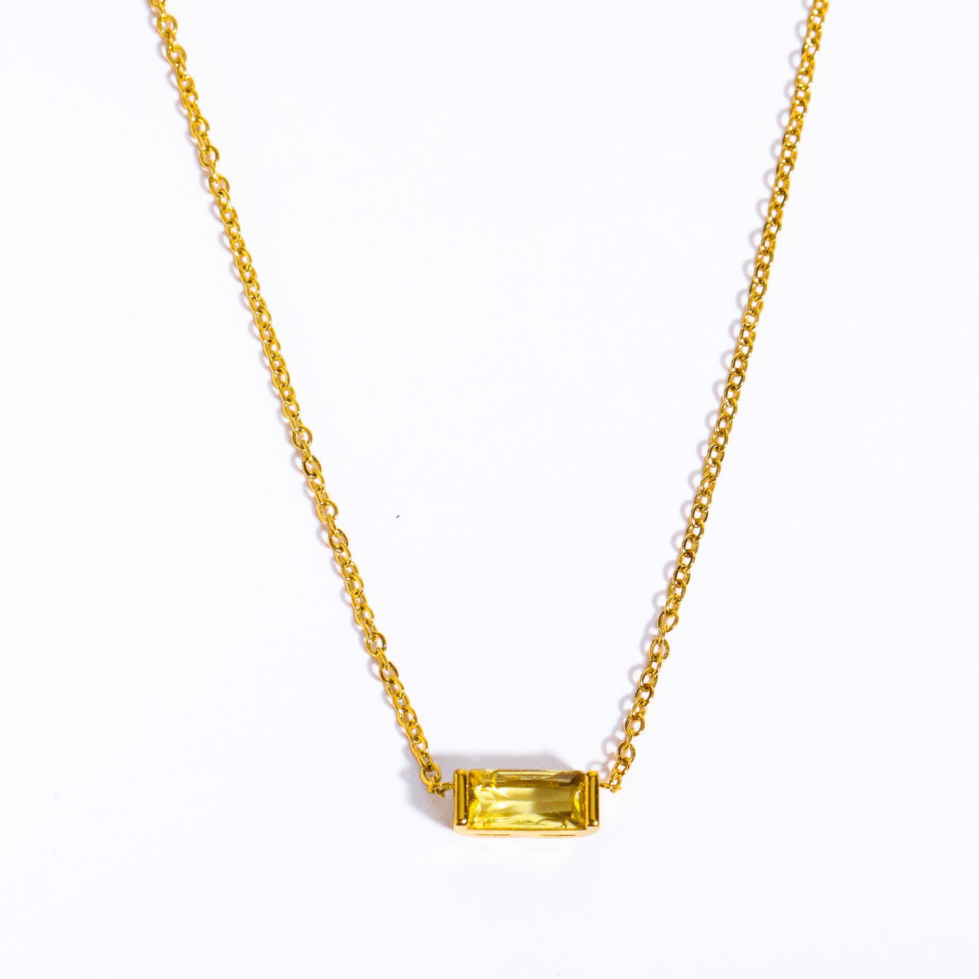 Women's Square Crystal Pendant Necklace