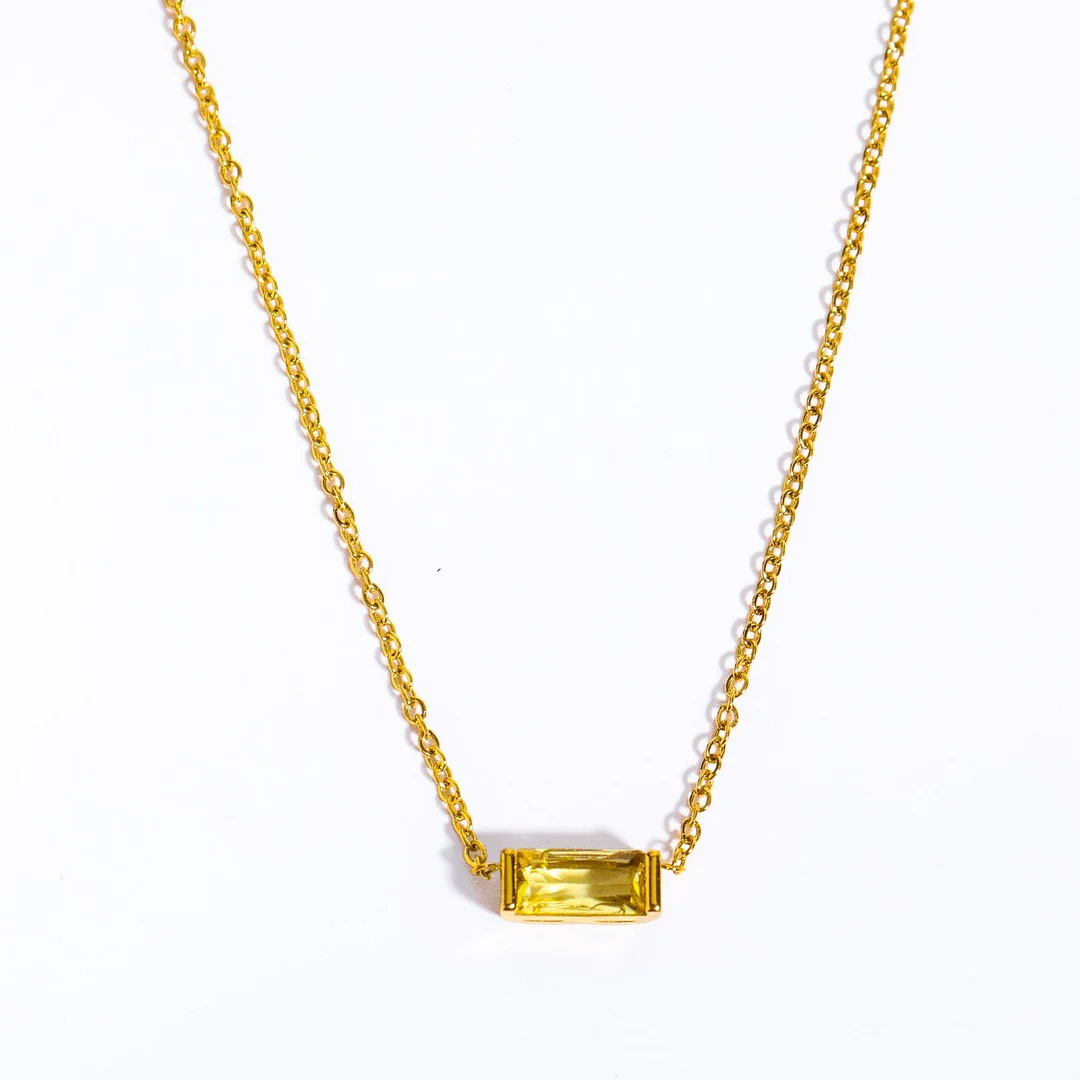 Women's Square Crystal Pendant Necklace