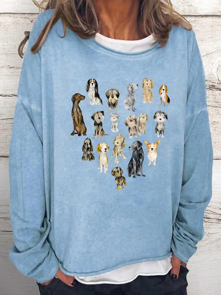 i love dogs Women Loose Sweatshirt-0021921