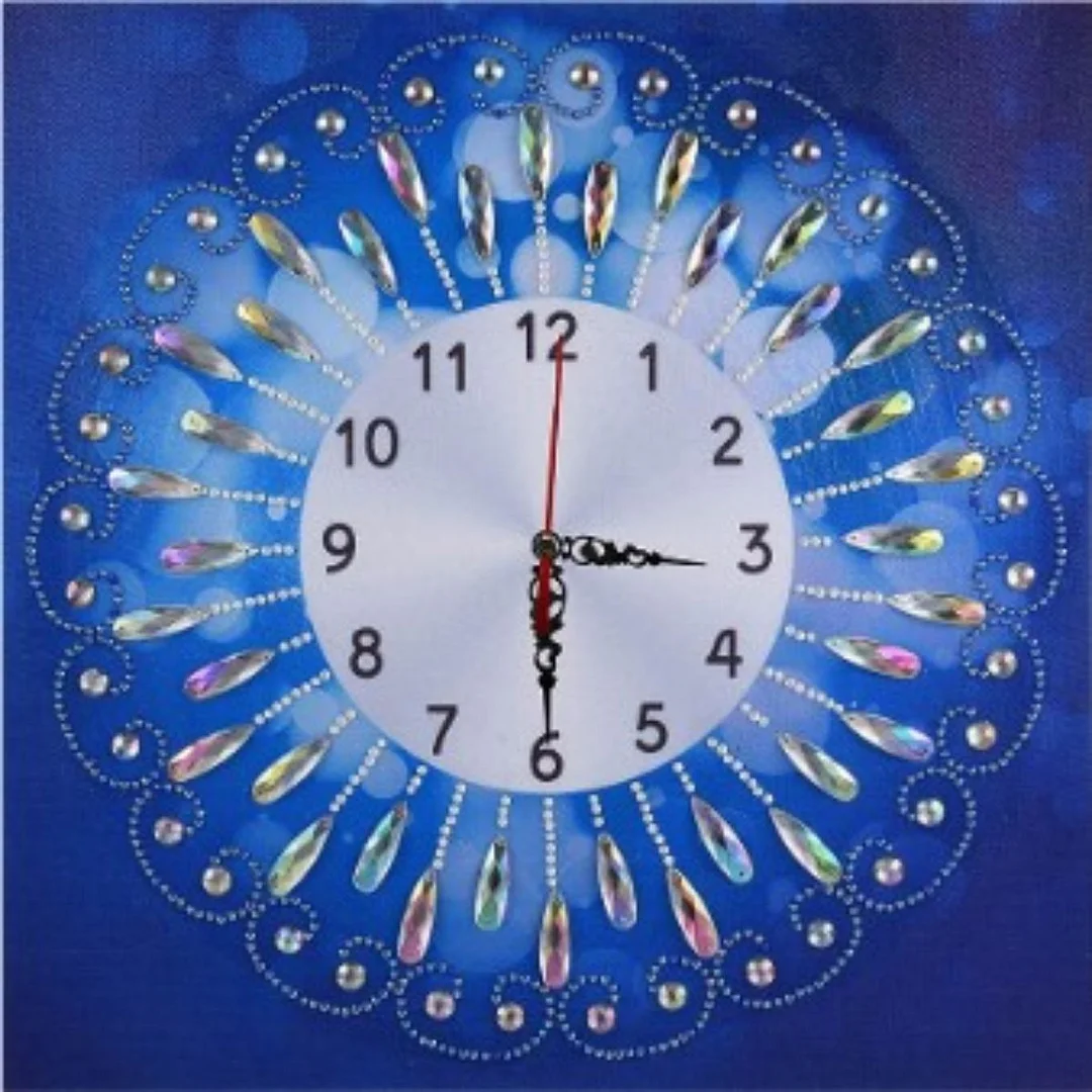 Special-shaped Crystal Rhinestone Diamond Painting - Novelty Flower Wall Clock(35*35cm)