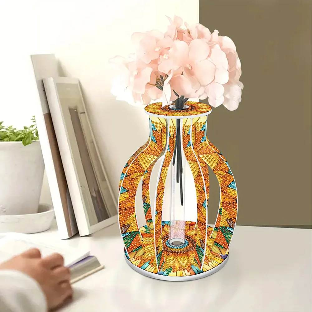 Acrylic Wood Sunflowers DIY Diamond Painting Flower Vase for Home Office Decor