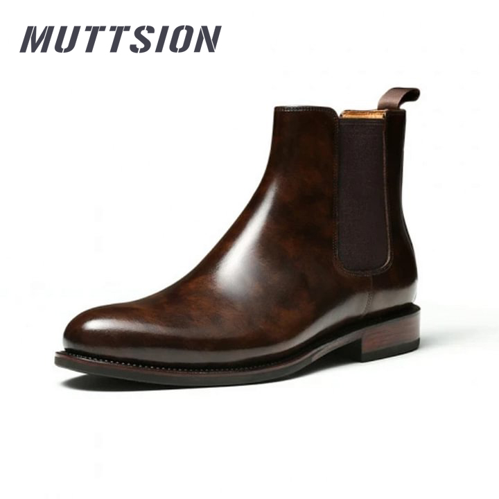 MUTTSION Luxury Museum Calf Leather Chelsea Boots for Men with Handcrafted High-Top Design MUTTSION.COM MUTTSION