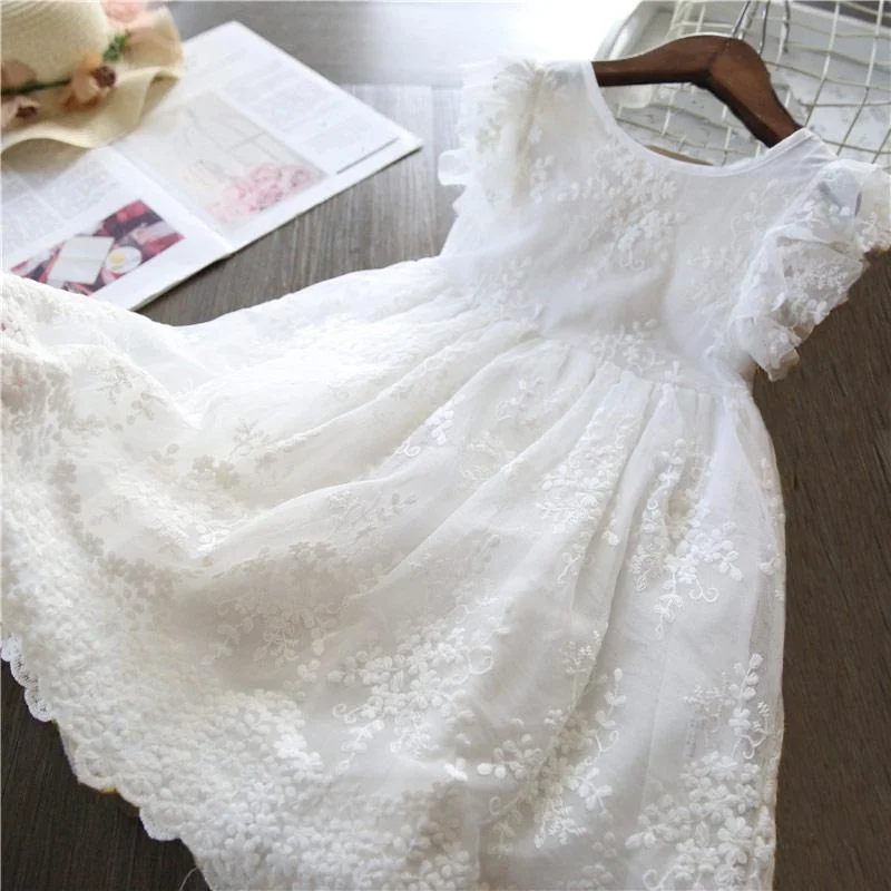 2021 Summer Brand New Baby Girls Clothes Princess Lace Flower Girls Dress Summer Children Party Kids Dresses For Girls 2-7 Years